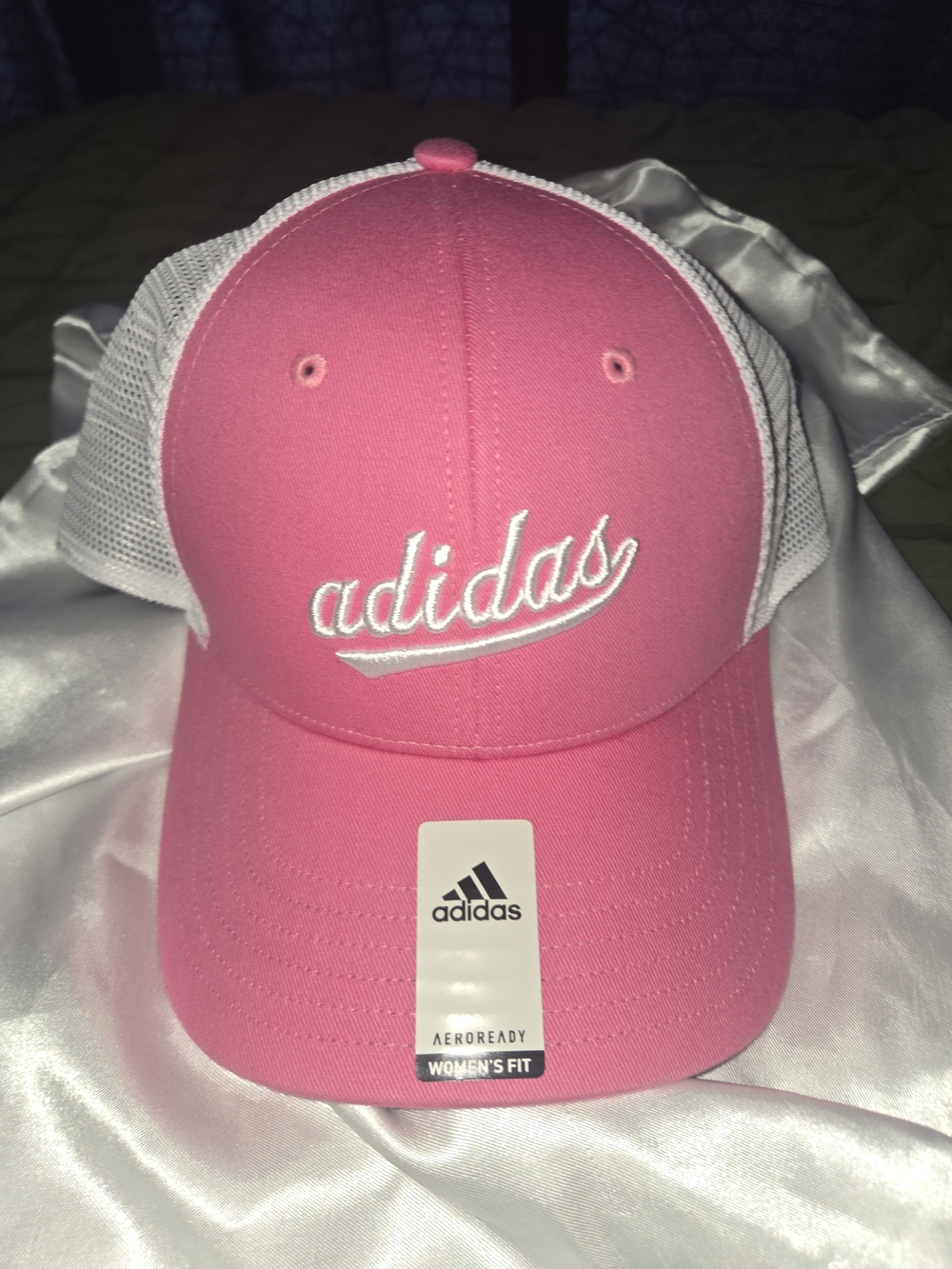 adidas Pink and White Mesh-Back Kids Hat